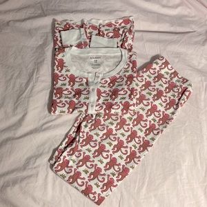 Roller Rabbit Pink Monkey Pajamas Size 12 Pima Cotton